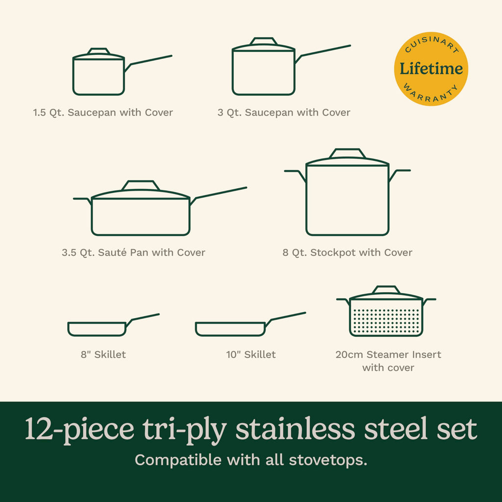 Stainless Steel 12 pc Induction Compatible Cookware Set D61702