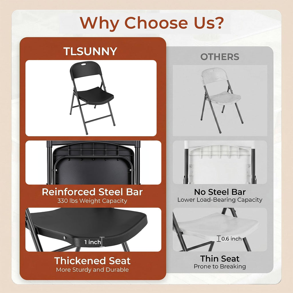 Black Plastic Folding Chair with Steel Frame S4544