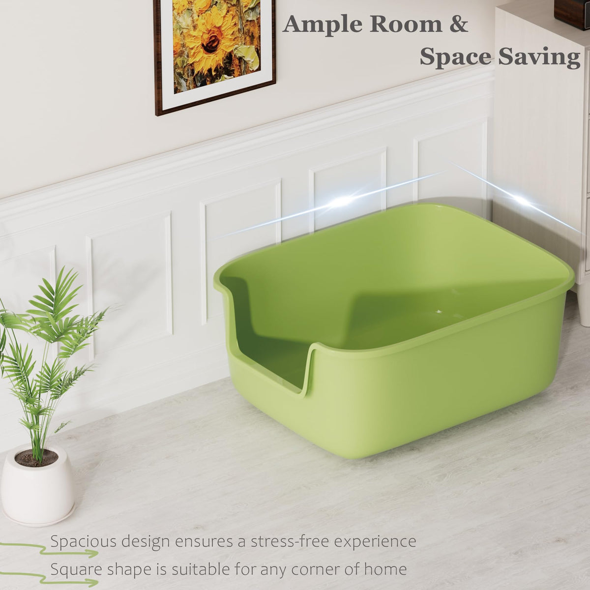 Large High Sided Cat Litter Box with Scoop 2 Pack S518