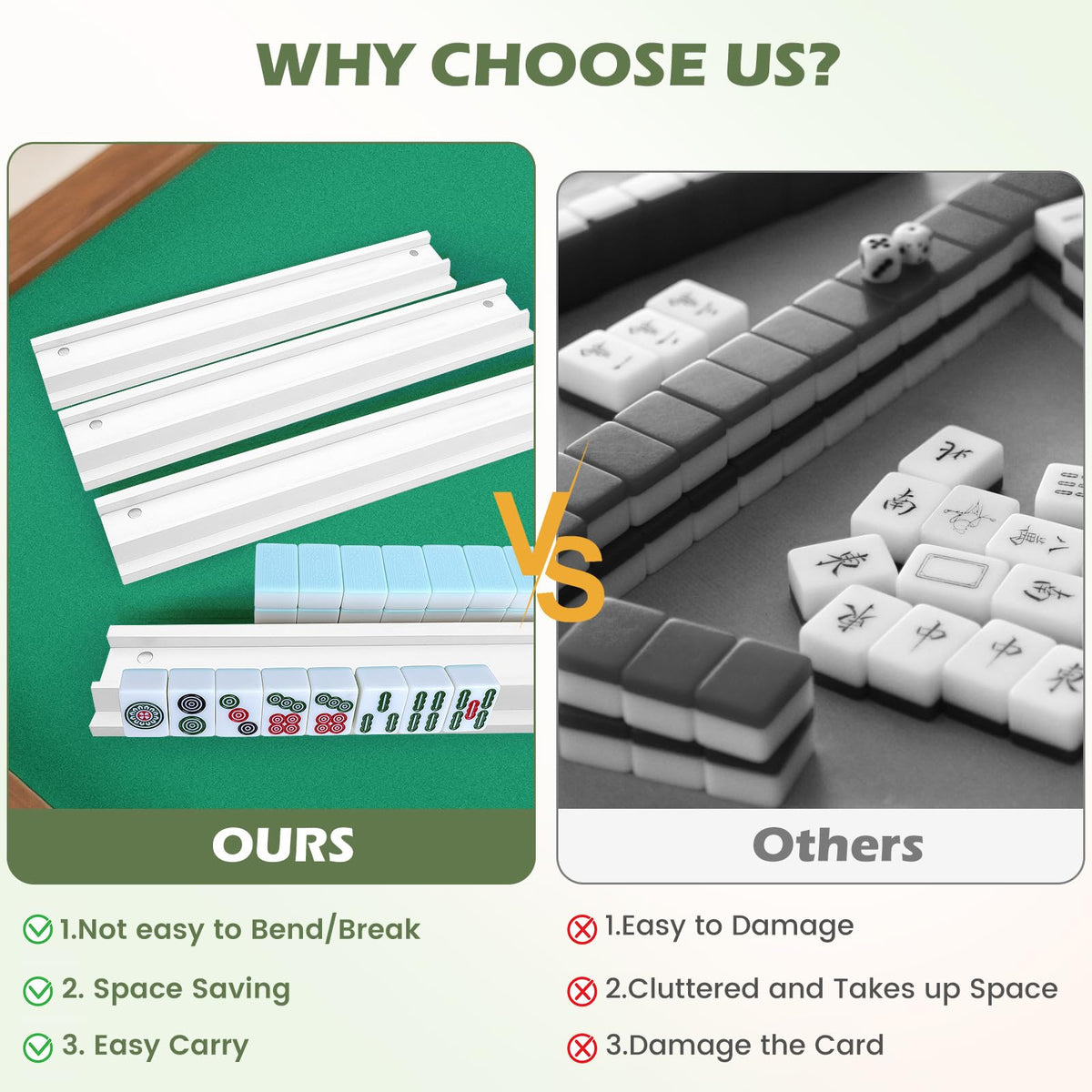 Pine Wood Mahjong Racks with Pushers Set of 4 O4775
