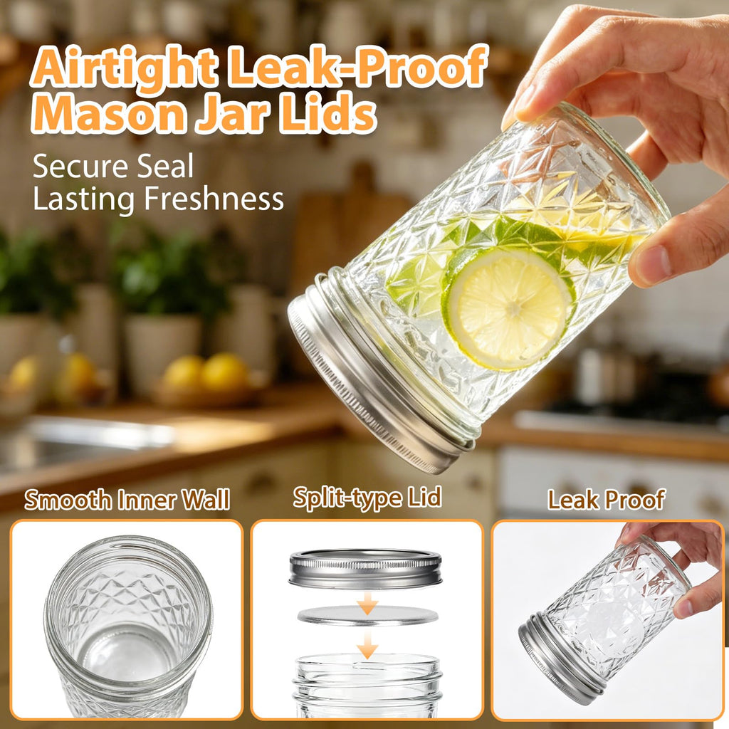 16oz Wide Mouth Mason Jars with Airtight Lids S366542