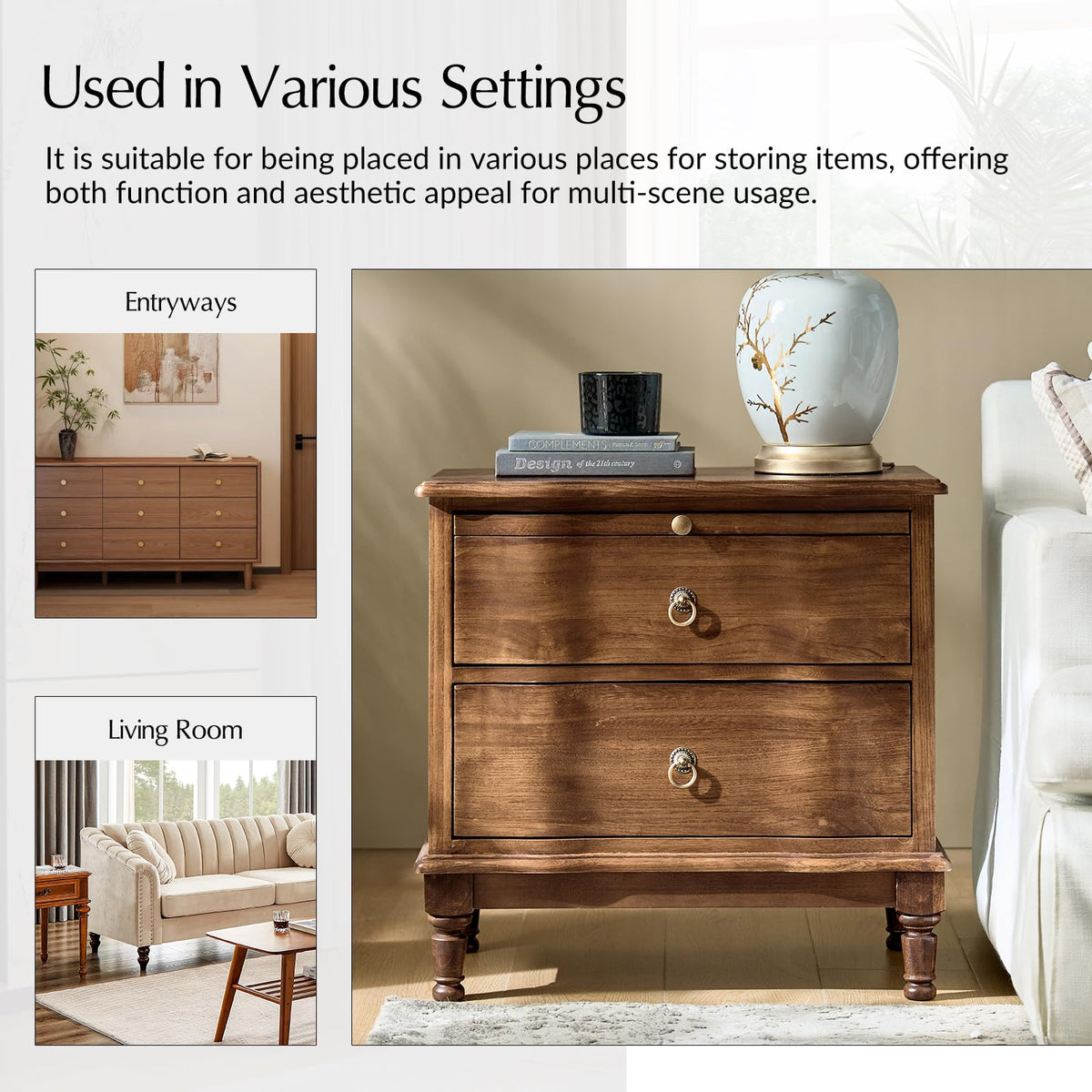 2-Drawer End Table with Charging Station Q253