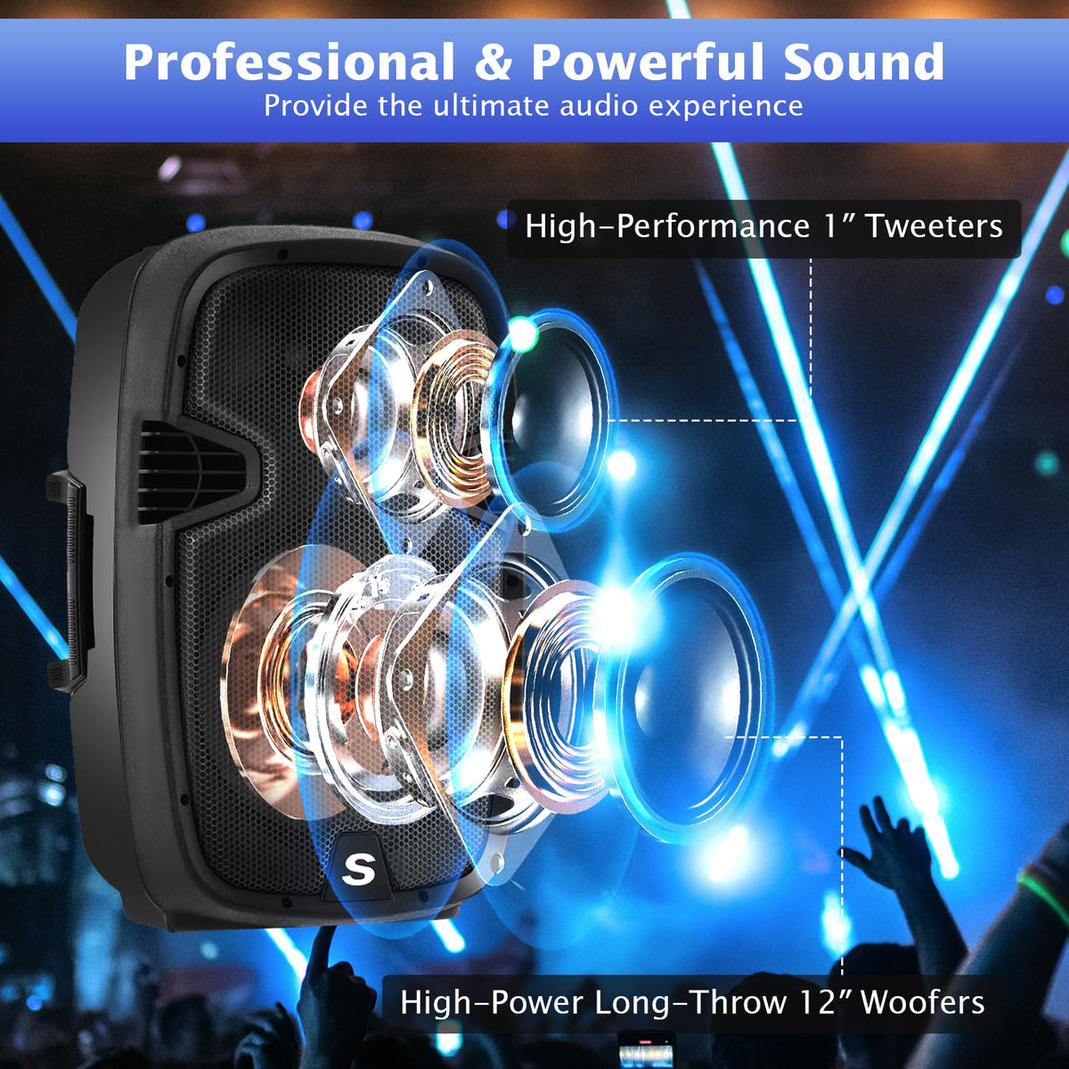 2000W 12" Portable Powered Speakers with Stands U192275