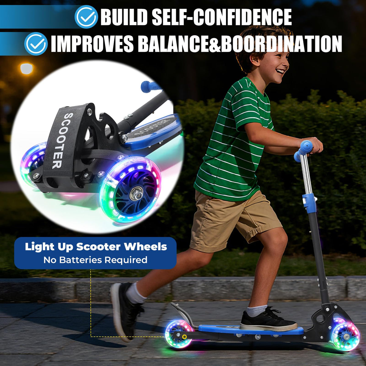 3 Wheel Kids Scooter with LED Light-Up H9416