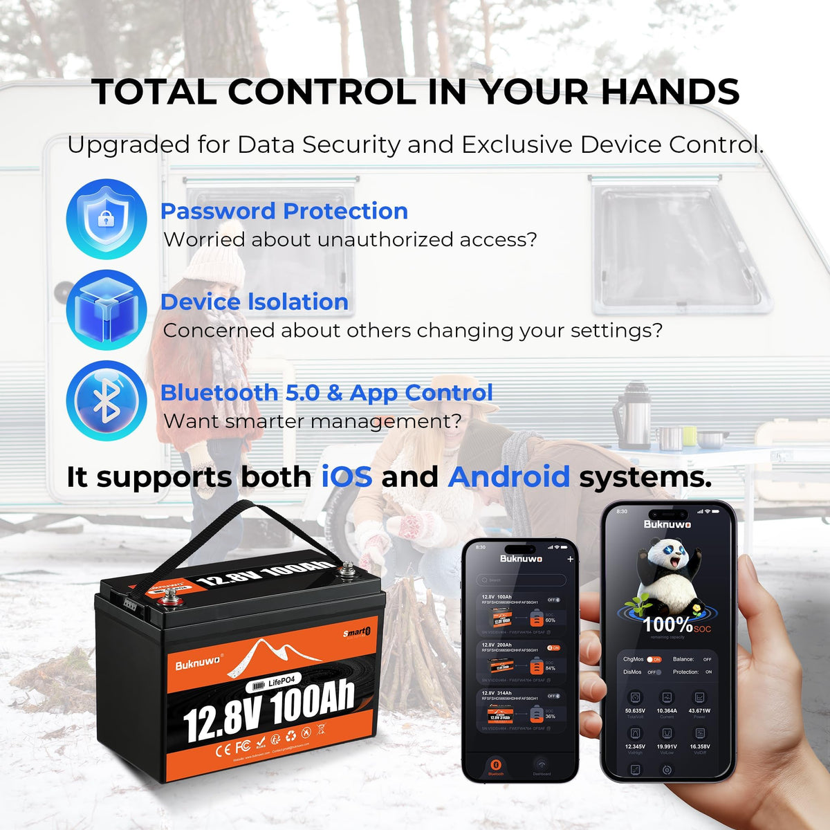 12V 100Ah LiFePO4 Lithium Battery with Bluetooth Q5419