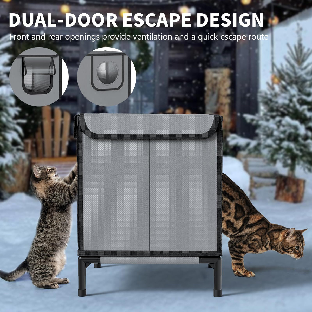 Weatherproof Outdoor Cat House with Thermal Aluminum Foil Q591173