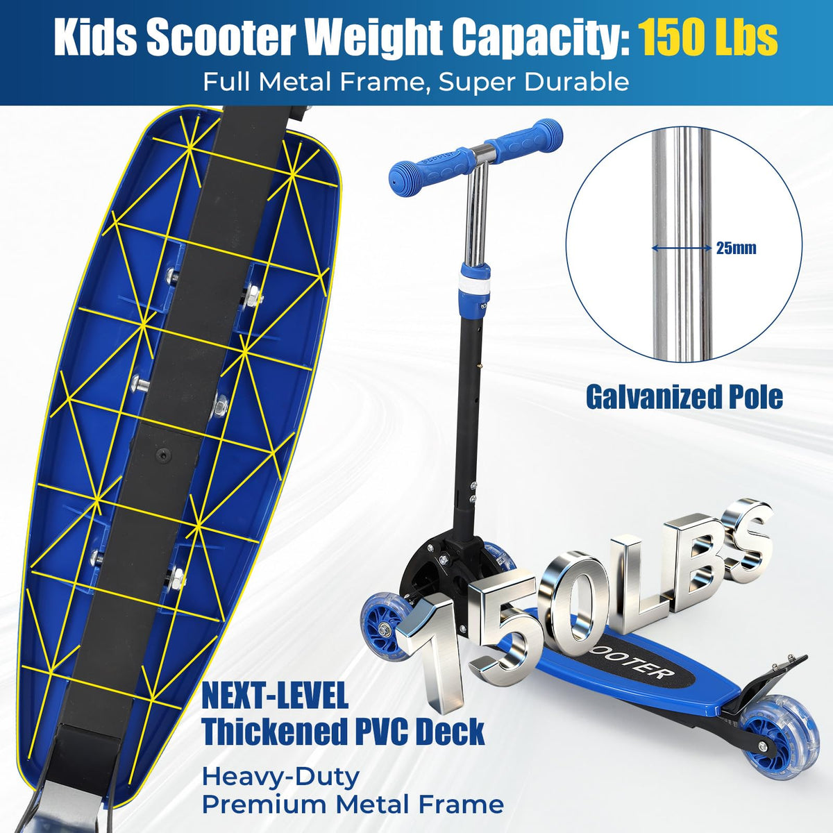 3 Wheel Kids Scooter with LED Light-Up H9416