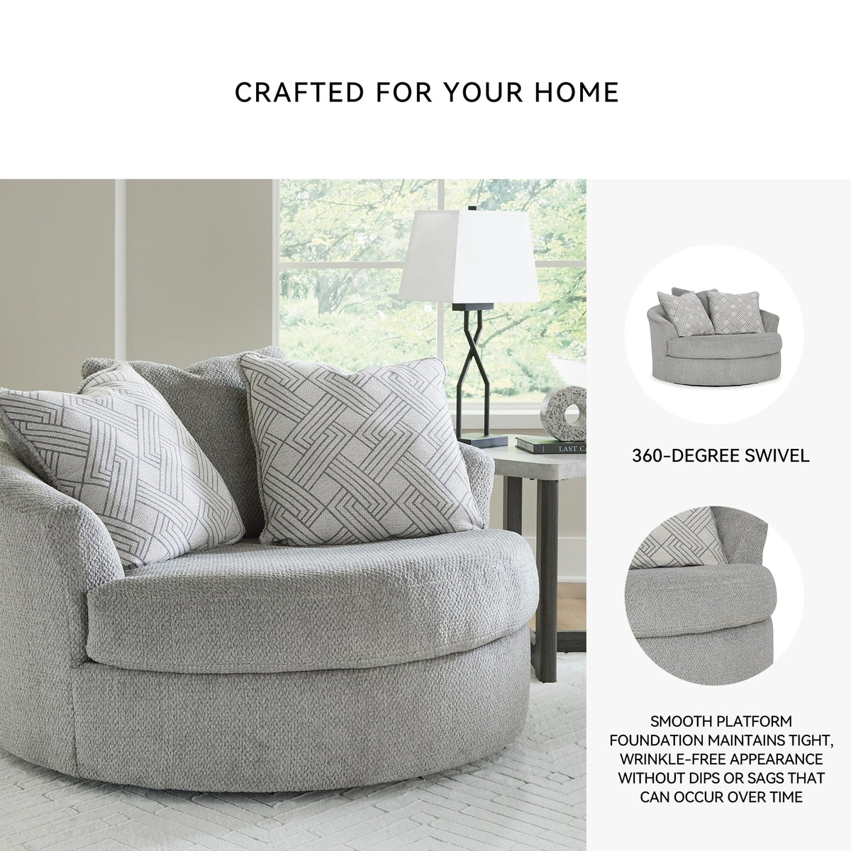 Round Velvet Oversized Swivel Accent Chair D81408