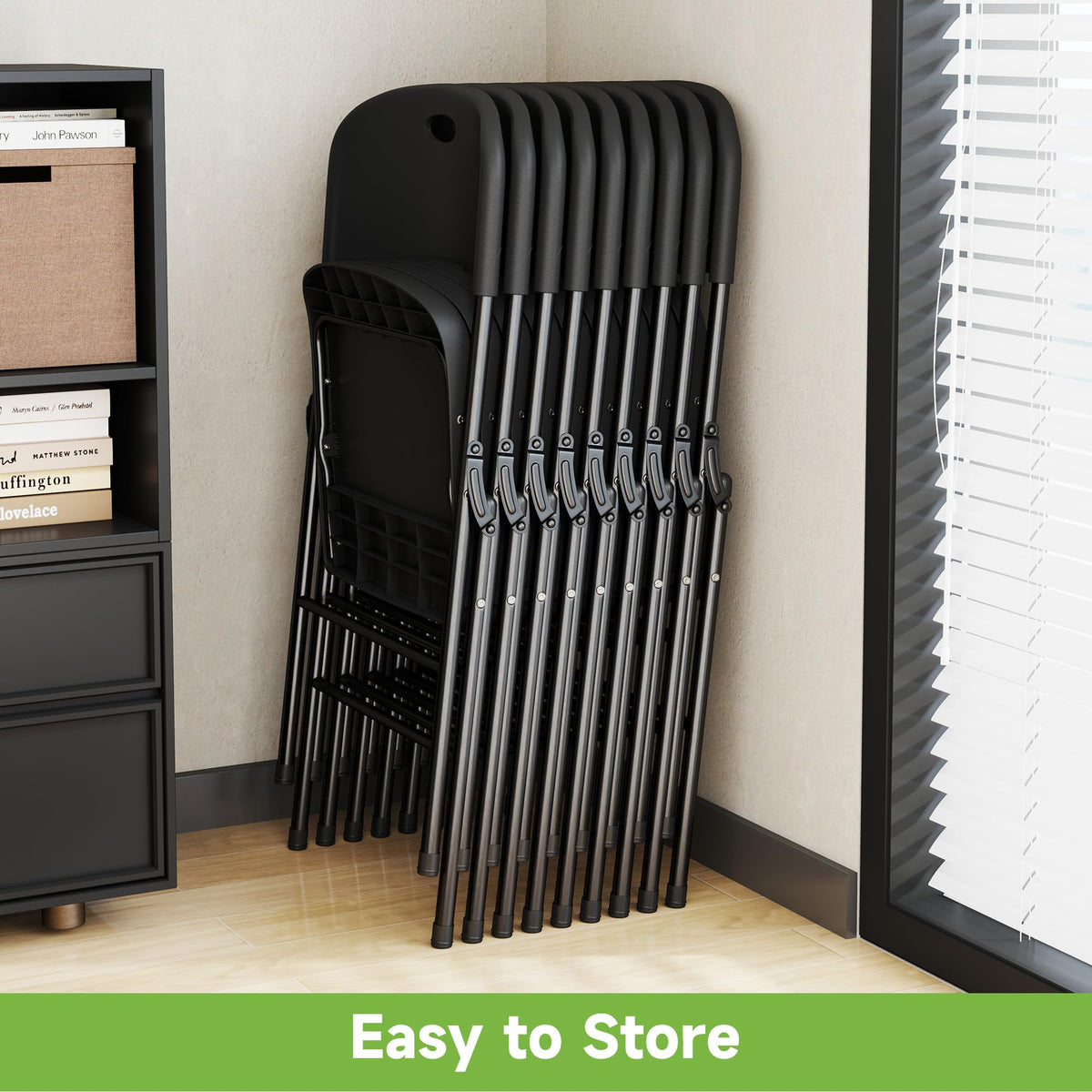 Folding Chairs Set of 10 Black O778