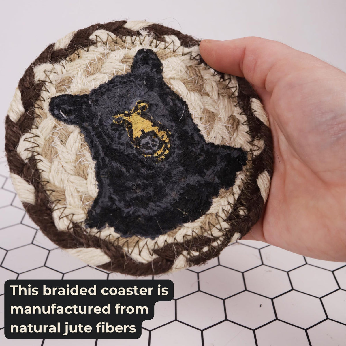 Black Braided Jute Woven Coasters Set of 2 V4994