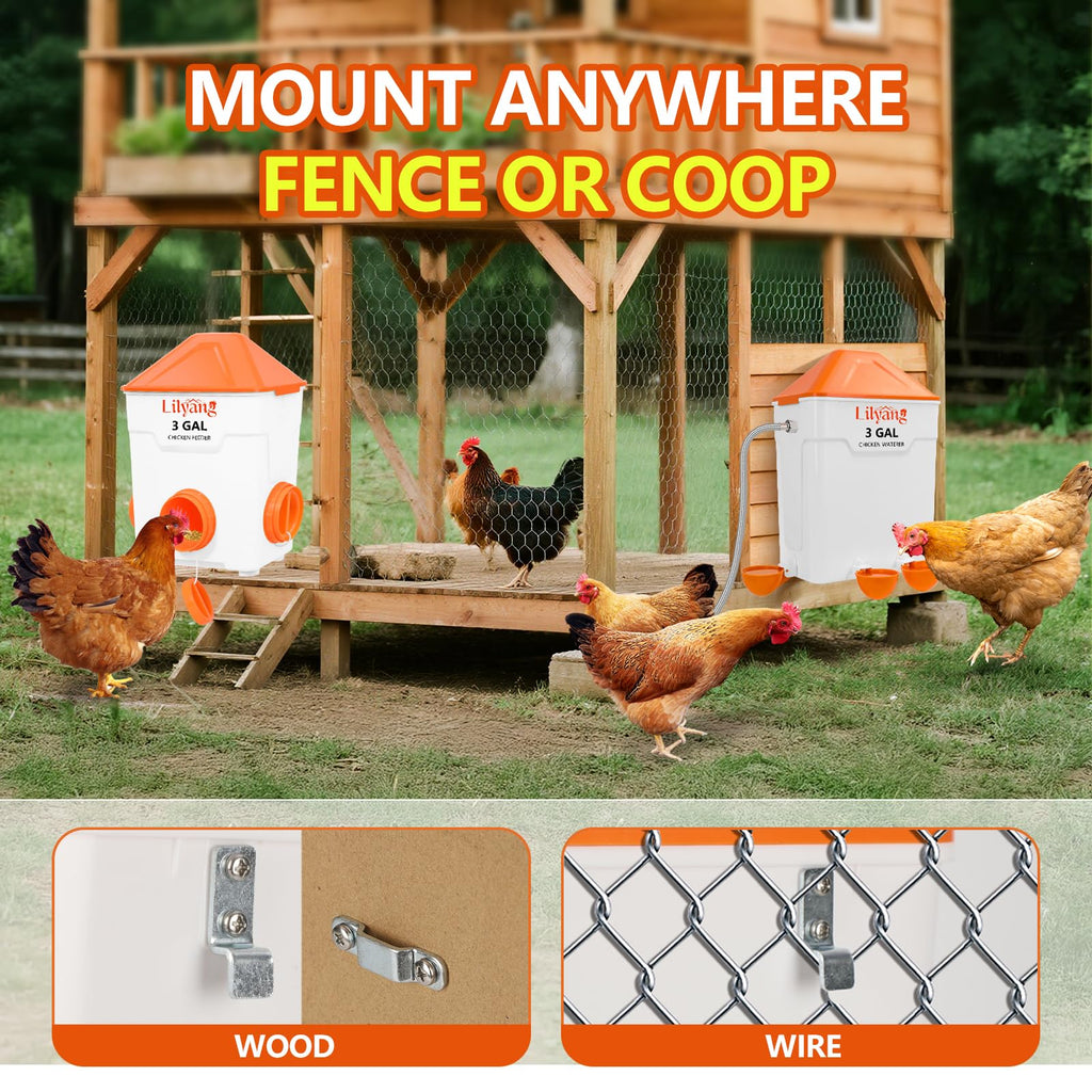 3 Gallon Automatic Chicken Waterer & Feeder Set B2096