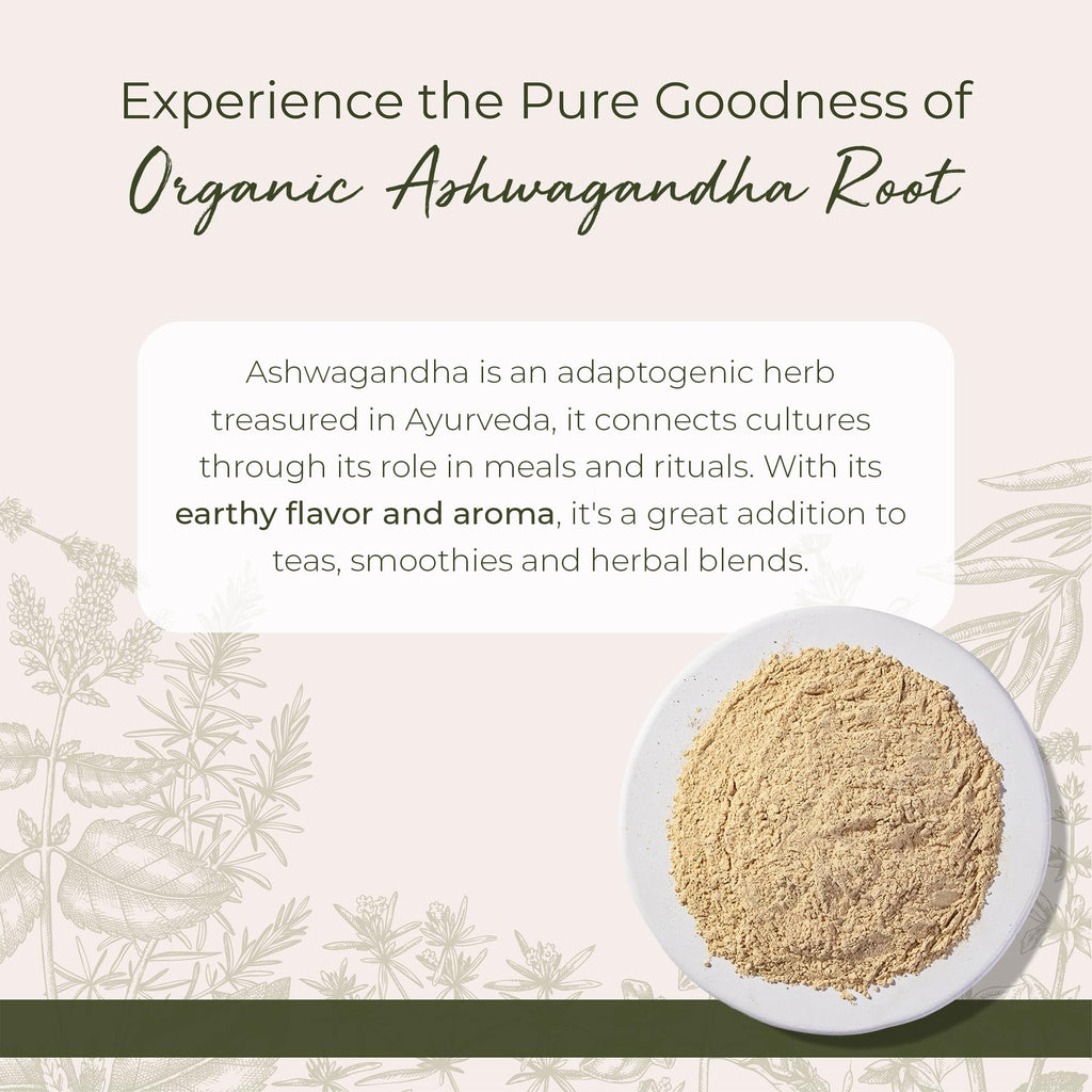 Organic Ashwagandha Root Powder 1 lb Bag W3408