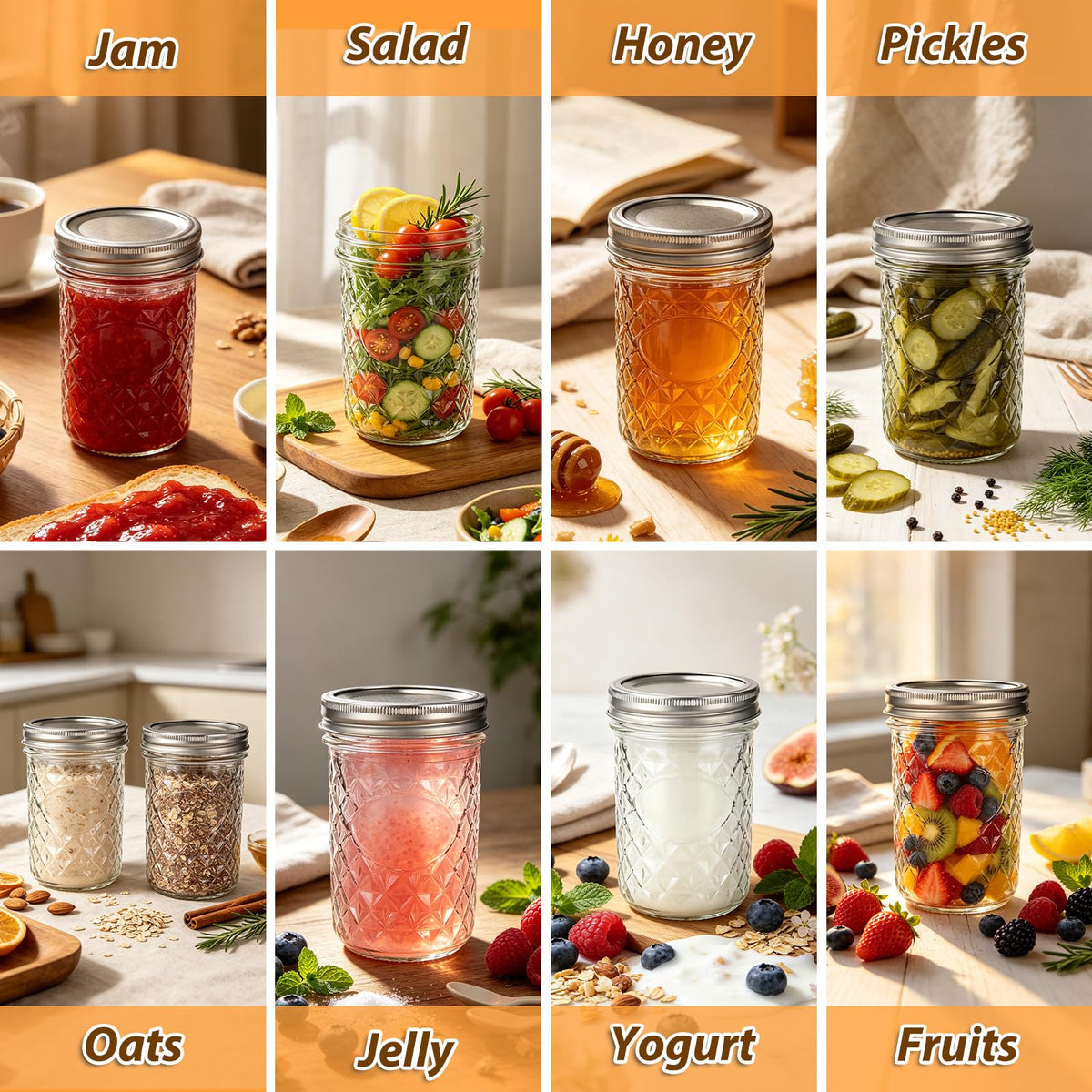 16oz Wide Mouth Mason Jars with Airtight Lids S366542