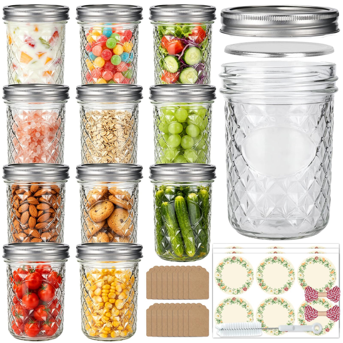 16oz Wide Mouth Mason Jars with Airtight Lids S366542