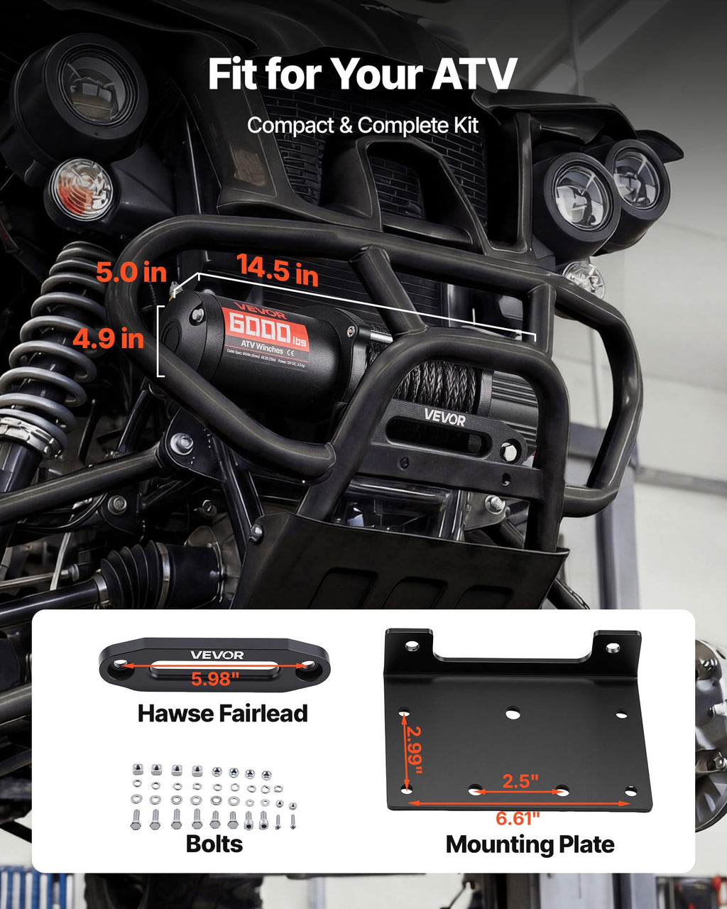 6000 lbs 12V Electric Winch with Synthetic Rope N3737