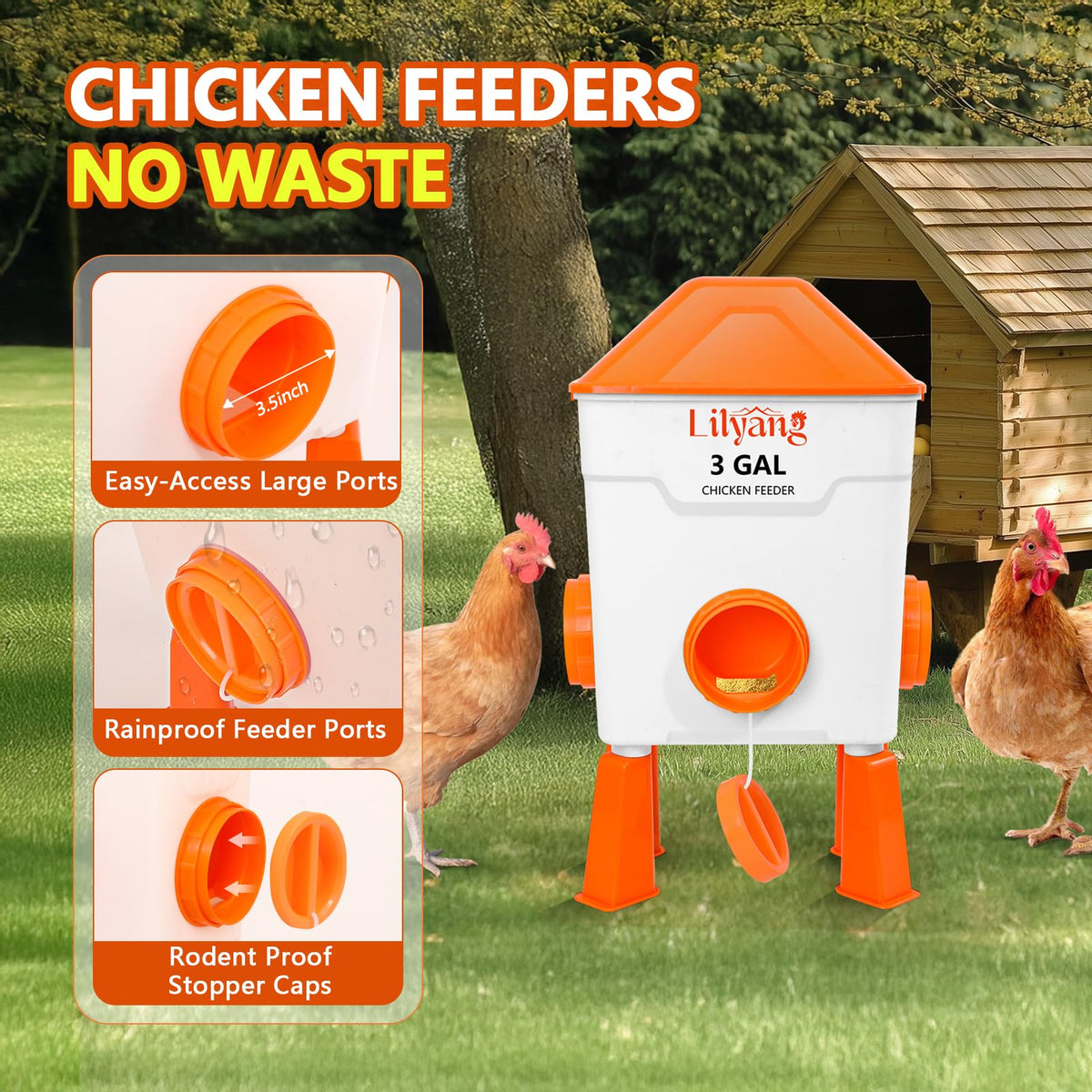 3 Gallon Automatic Chicken Waterer & Feeder Set B2096