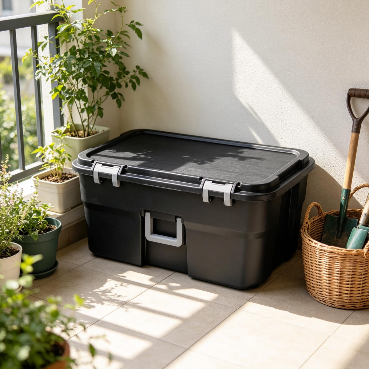 22 Gallon Wheeled Lockable Plastic Storage Footlocker R4253