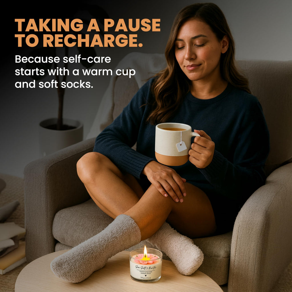 Ceramic Mug Socks Candle Tea Gift Set W7208