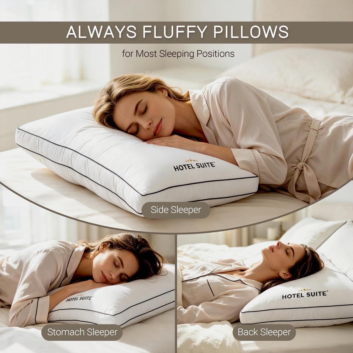 King Size Set of 2 Medium Soft Bed Pillows I8359