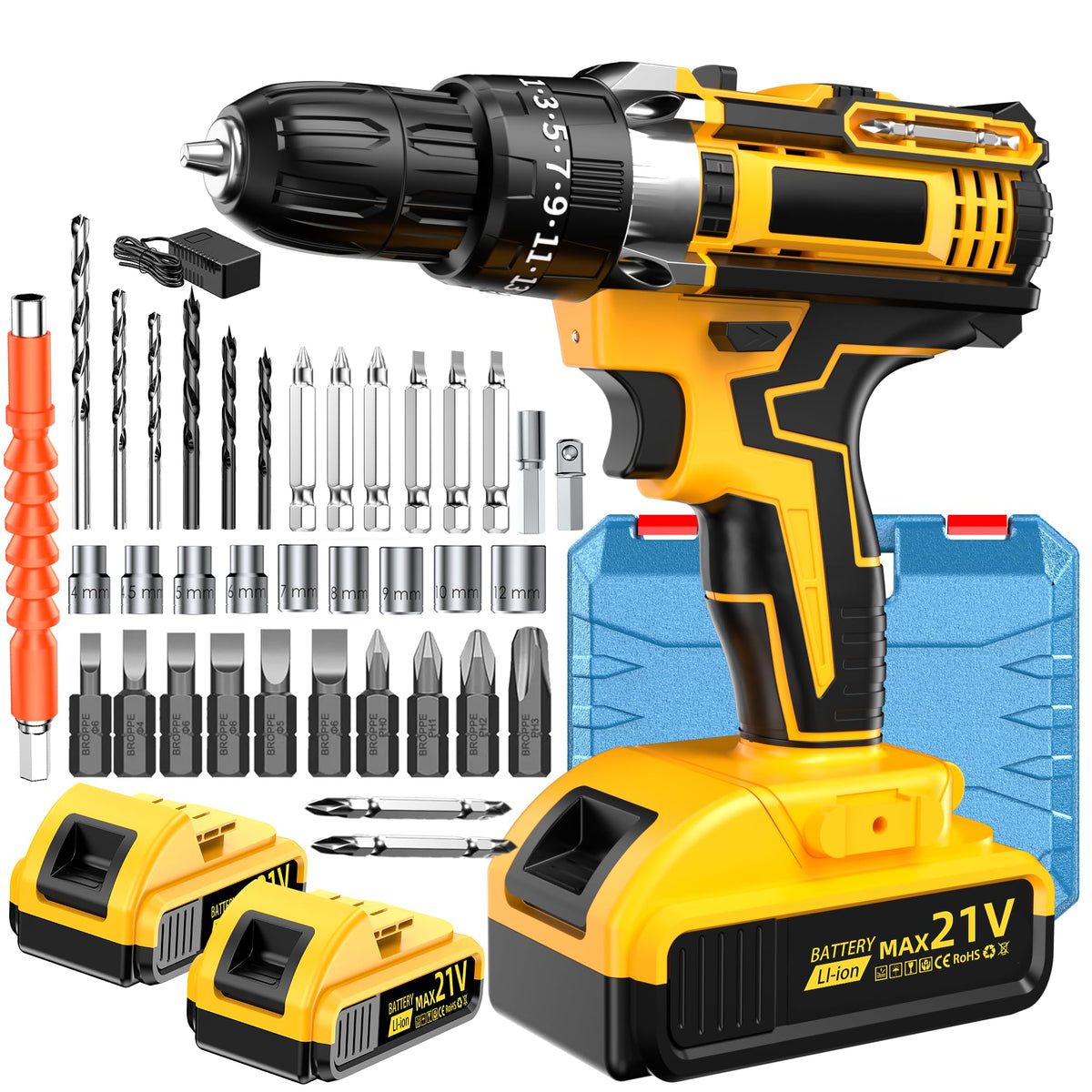 21V Cordless Drill Driver with 2 Batteries V888313