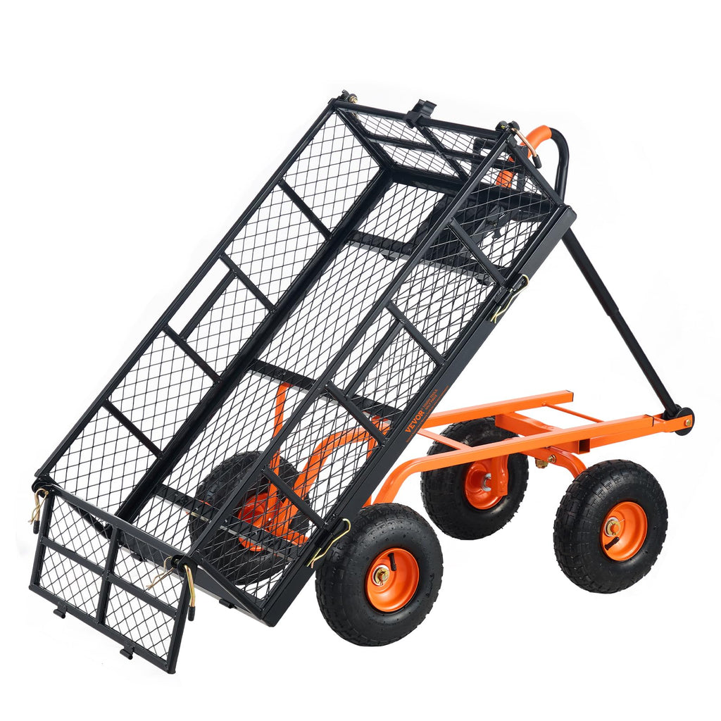 880lbs Steel Garden Dump Cart Utility Wagon with Removable Sides T353