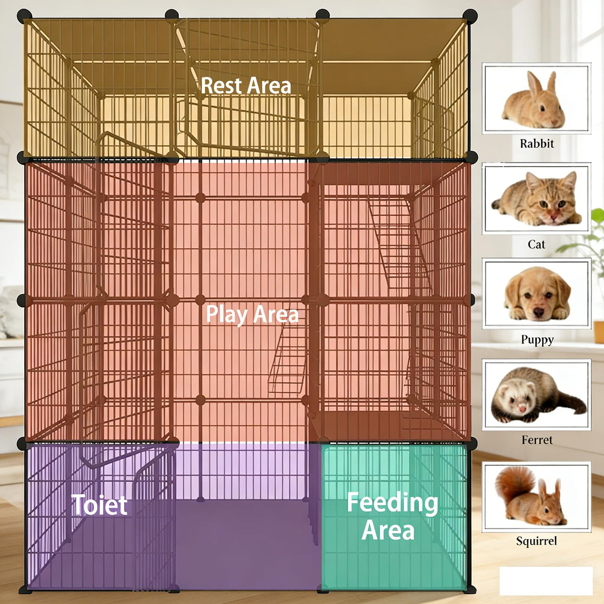 4-Tier Detachable Metal Wire Cat Cage W131227
