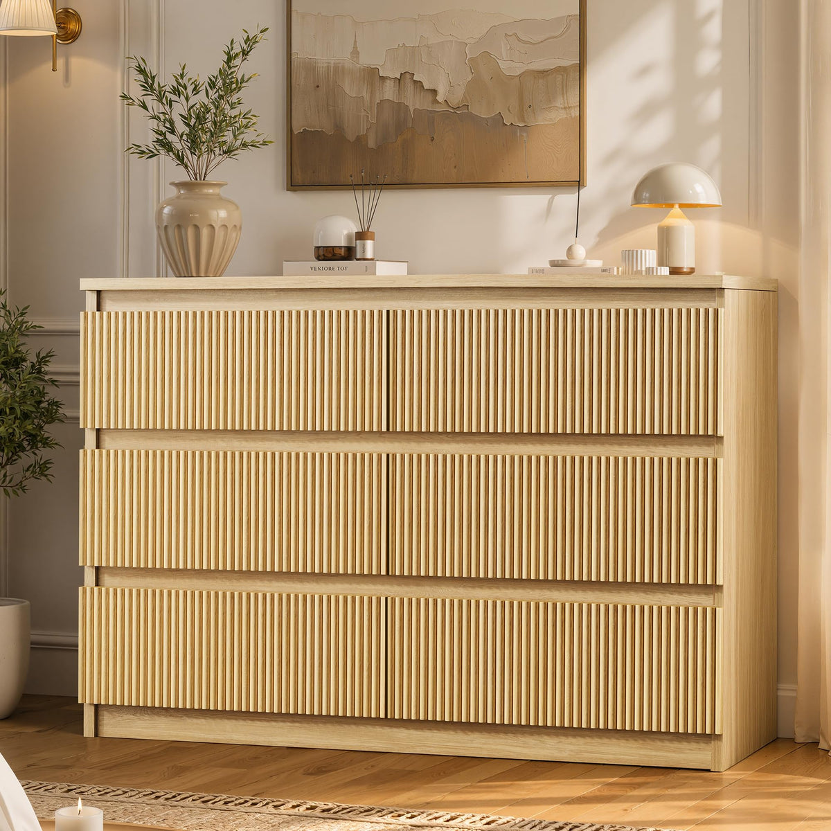 6 Drawer Fluted Wood Dresser L34851