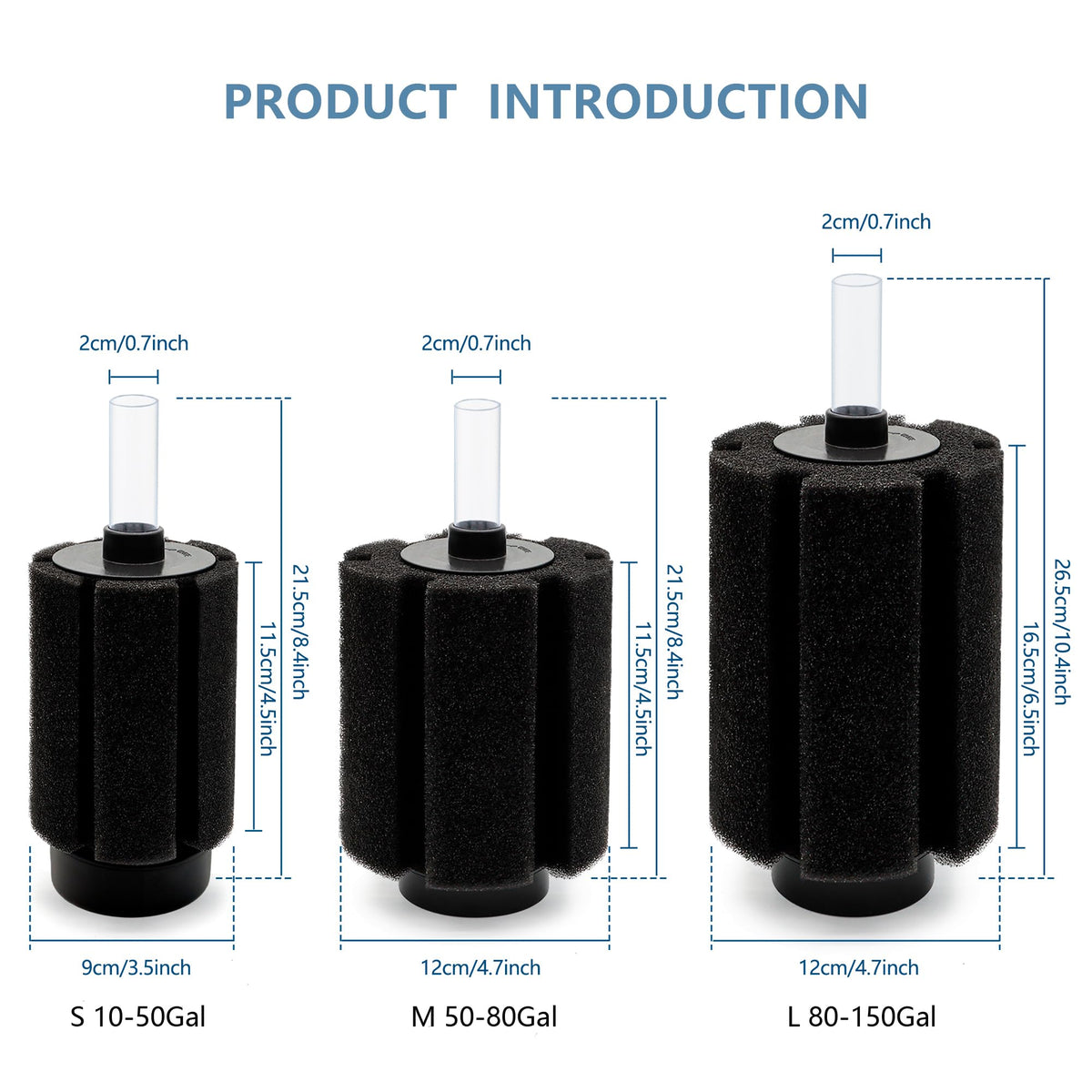 150 Gal Aquarium Sponge Filter with Air Stone L140