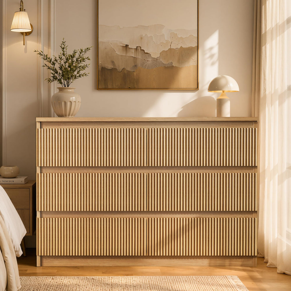 6 Drawer Fluted Wood Dresser L34851