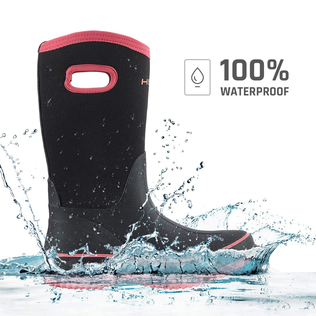 Women Waterproof Mid Calf Neoprene Rubber Rain Boots P7296