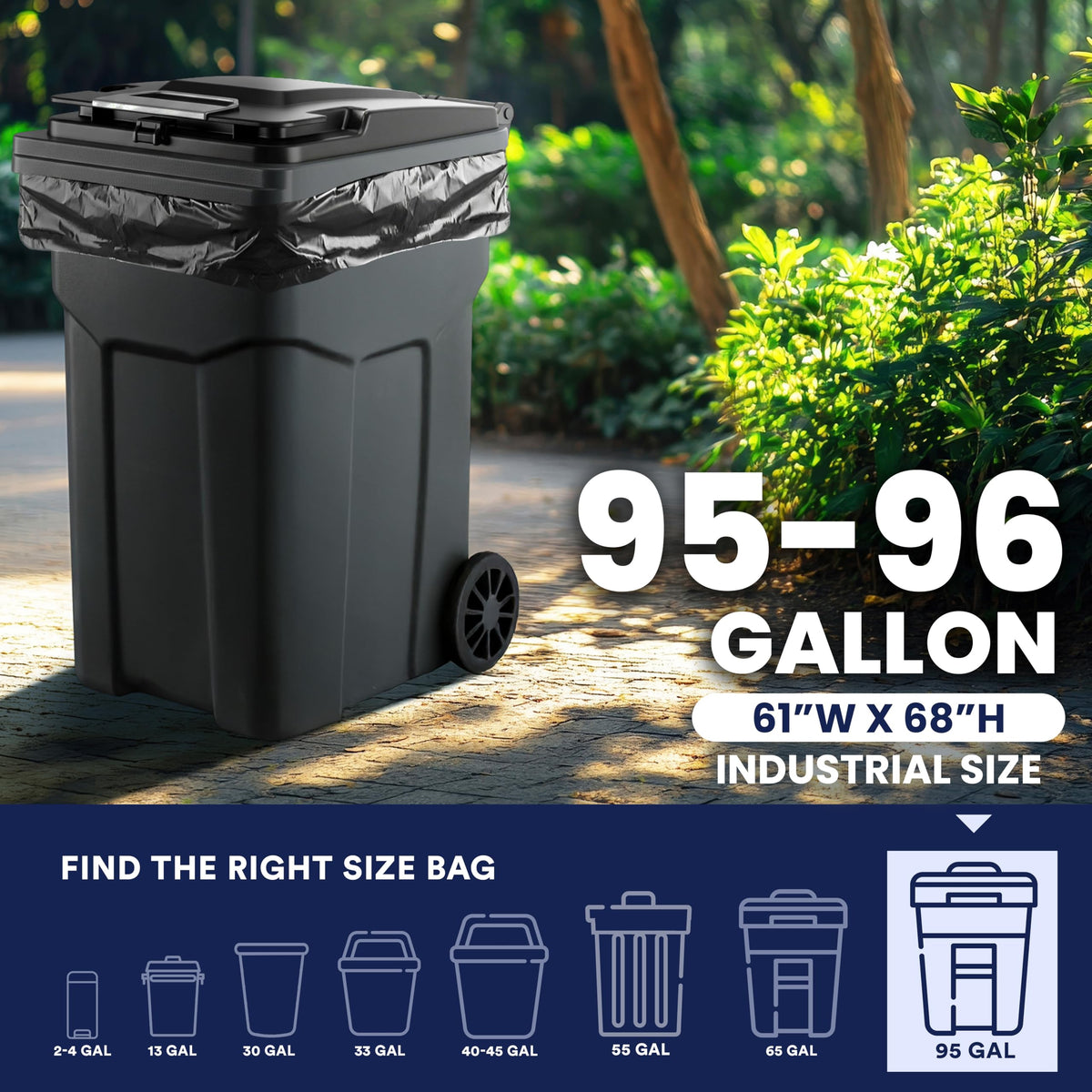 95-96 Gallon Heavy Duty Black Trash Bags W962