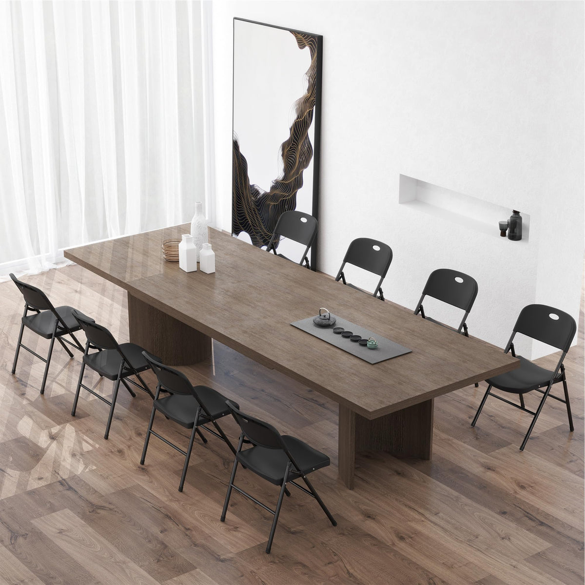 Folding Chairs Set of 10 Black O778