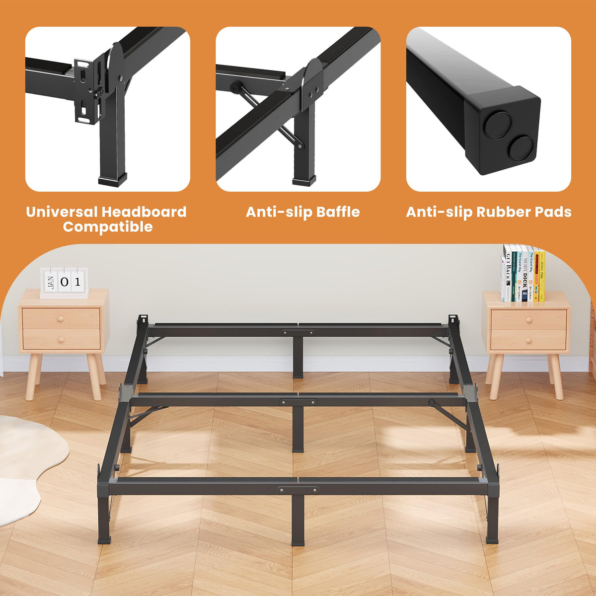 Queen 8 Inches Metal Bed Frame J61360