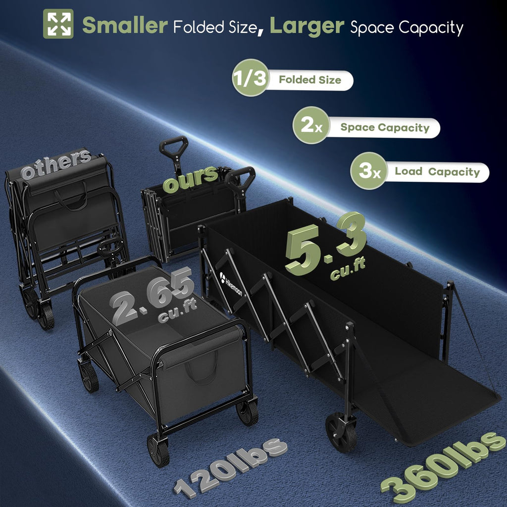 43'' Extra Long Folding Wagon with Extended Tailgate, Black C955141