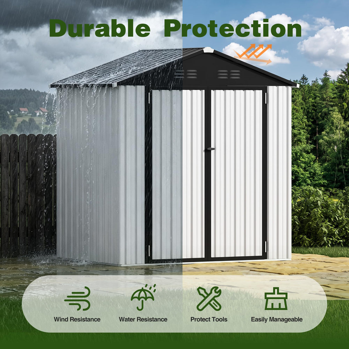 6 x 4 FT Waterproof Metal Outdoor Storage Shed D908648
