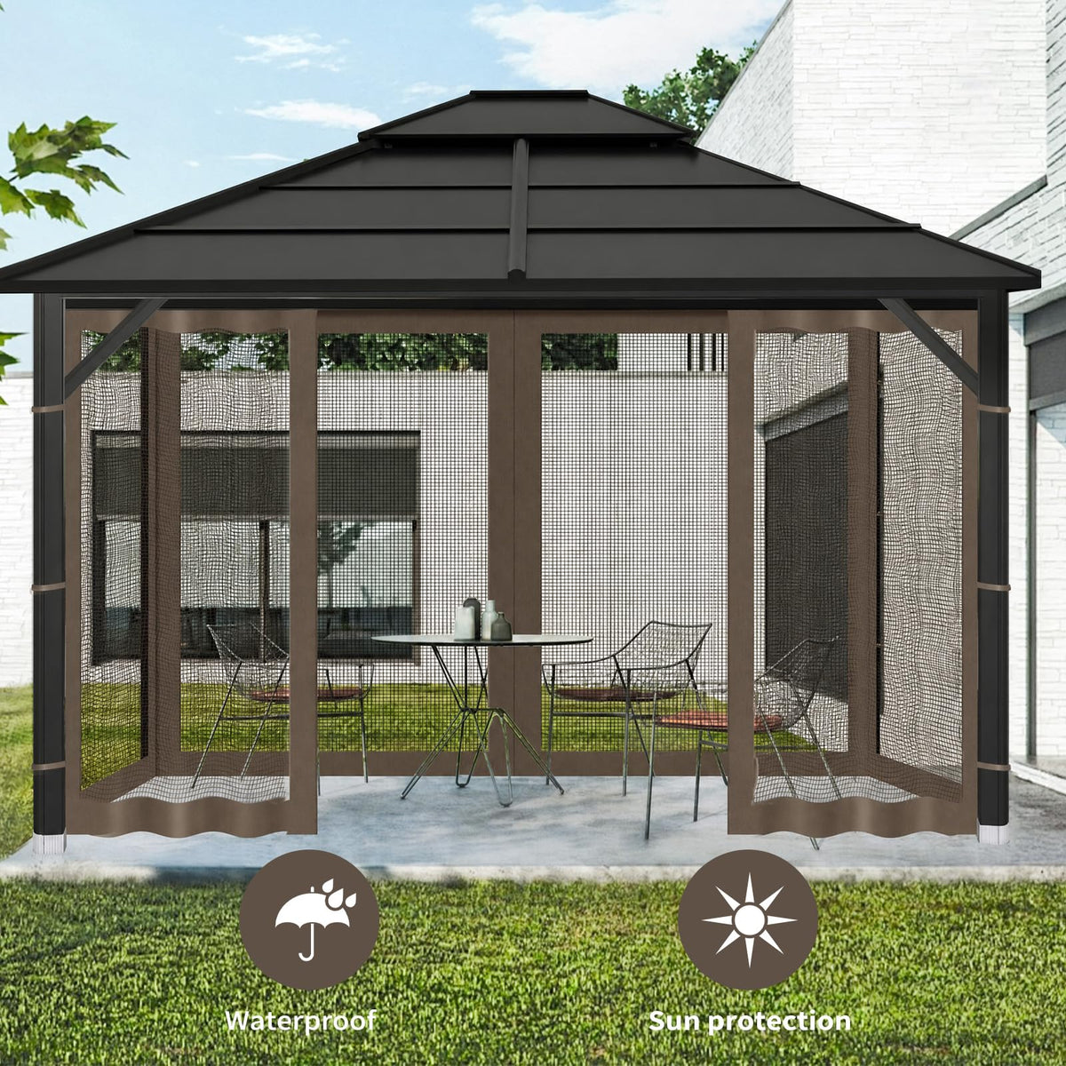 10x10 ft Coffee Gazebo Replacement Mosquito Netting C67934