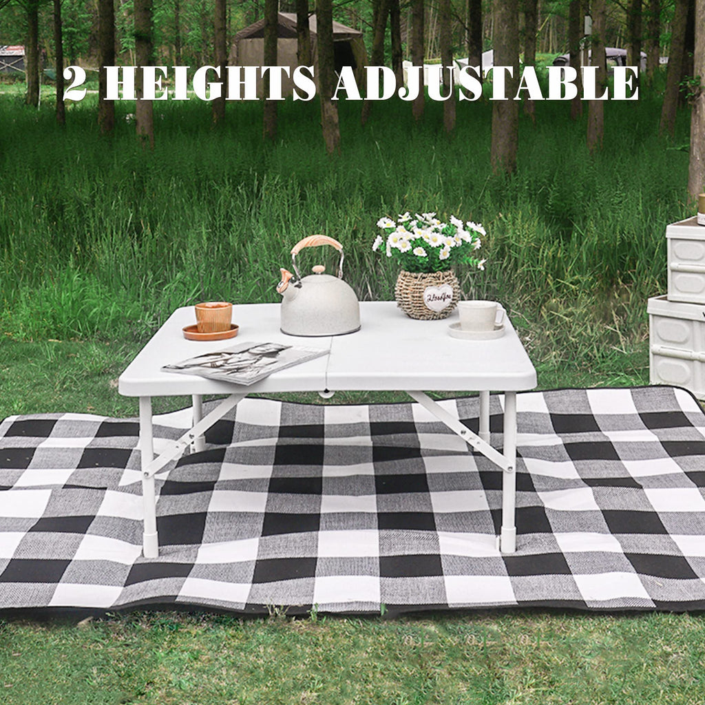 34'' Square Folding Card Table, Portable Plastic Dining Table with Carry Handle, White L716981