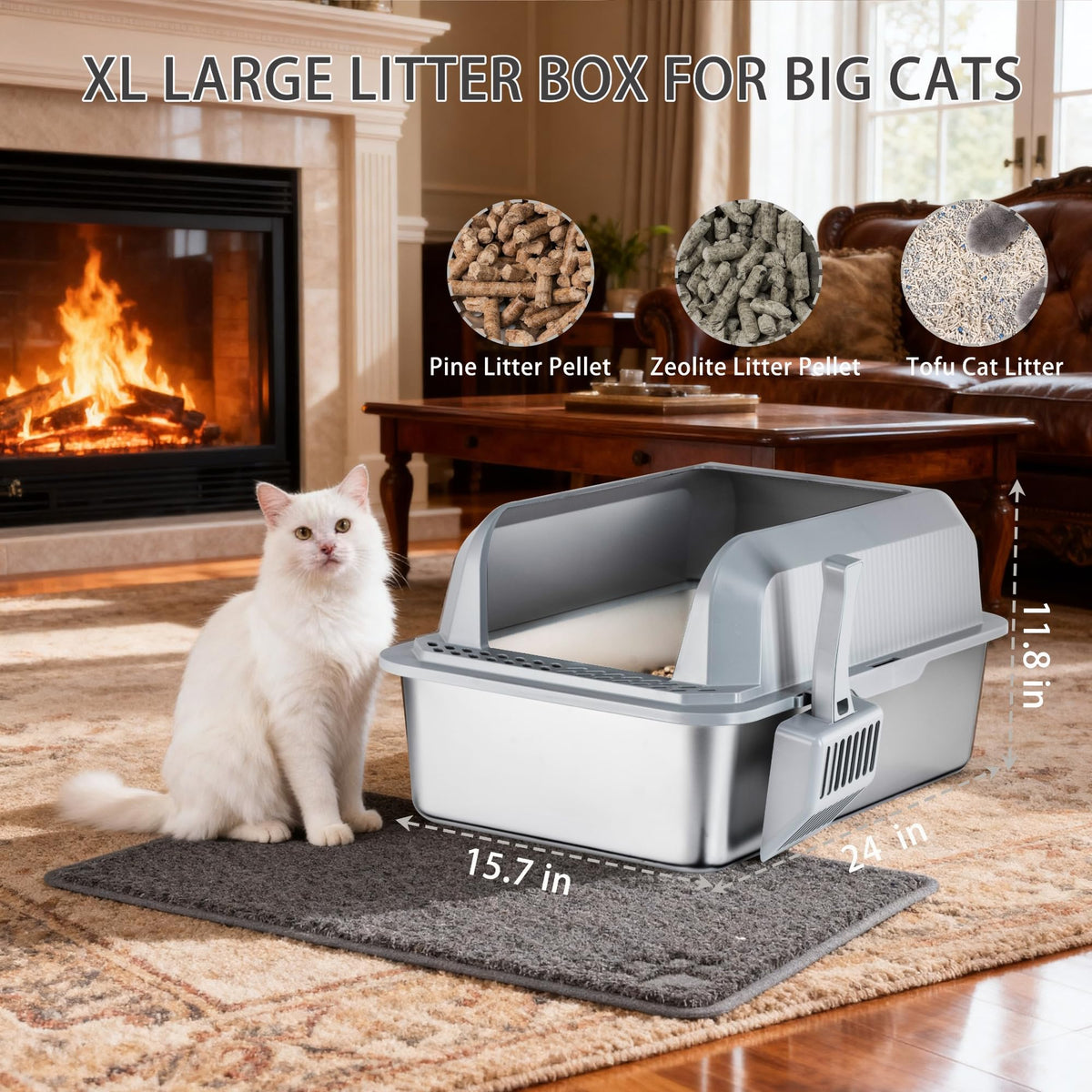 Stainless Steel Sifting Litter Box with Lid G3779