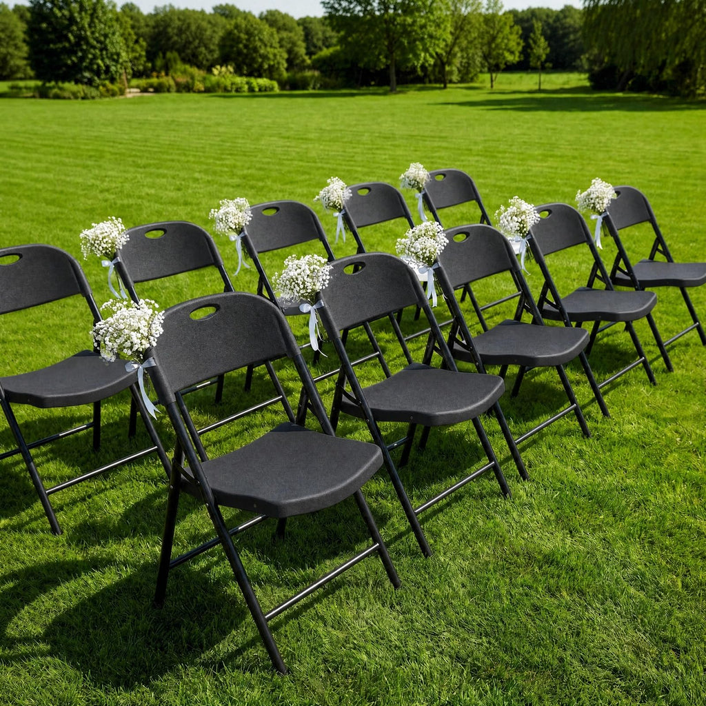 Black Plastic Folding Chair with Steel Frame S4544