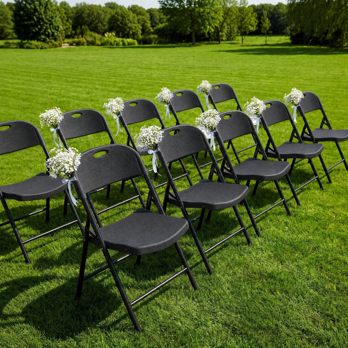 Black Plastic Folding Chair with Steel Frame S4544