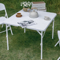 34'' Square Folding Card Table, Portable Plastic Dining Table with Carry Handle, White L716981