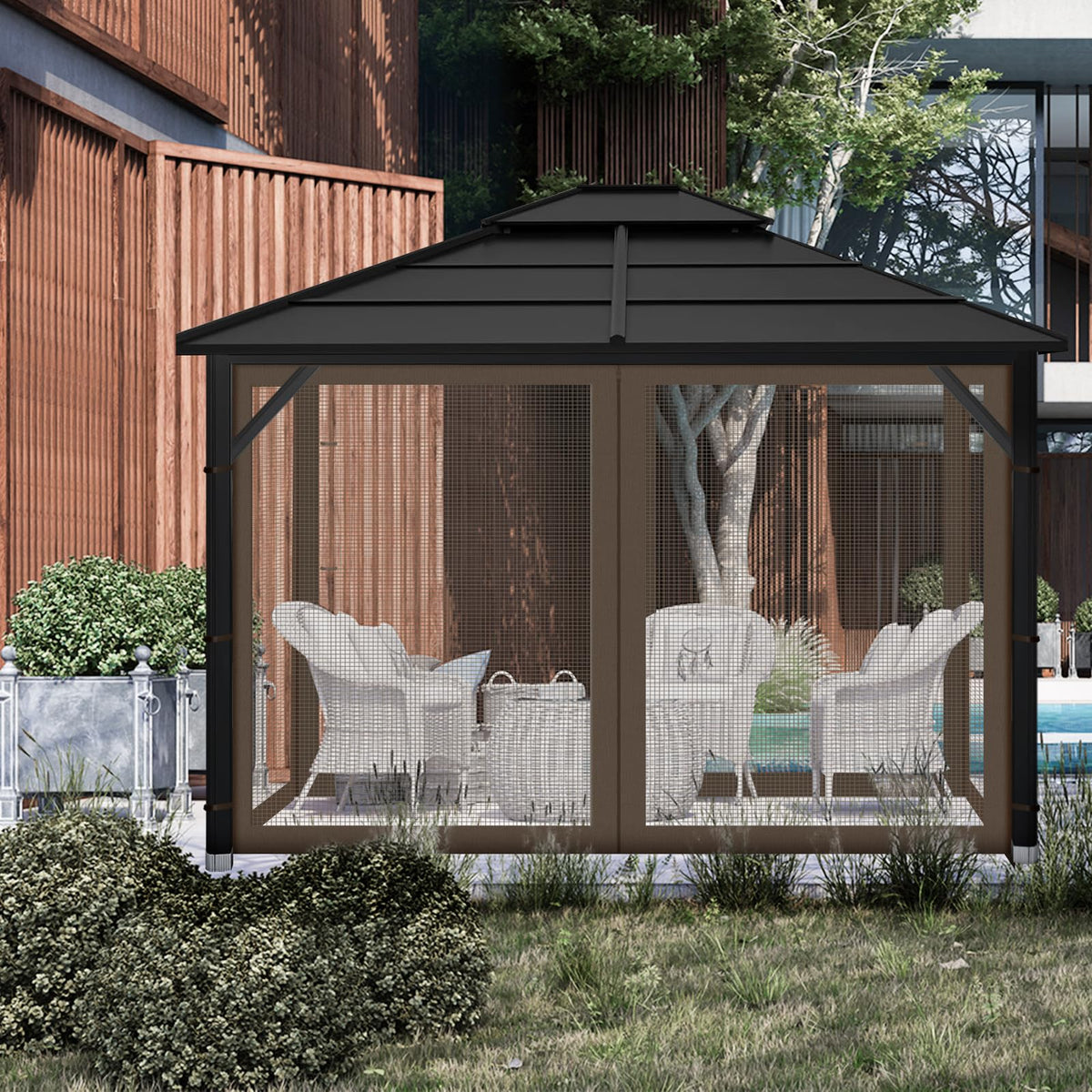 10x10 ft Coffee Gazebo Replacement Mosquito Netting C67934