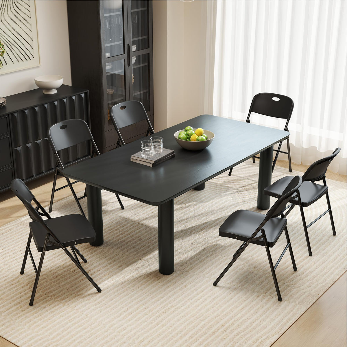 Folding Chairs Set of 10 Black O778