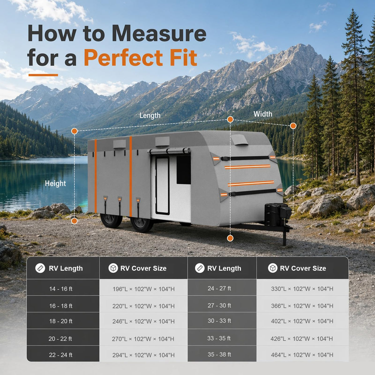 14-16ft 7 Layers Heavy Duty Waterproof Camper Cover S1730
