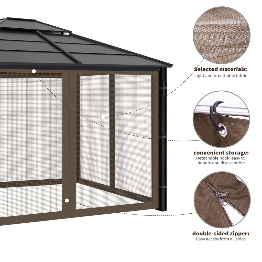 10x10 ft Coffee Gazebo Replacement Mosquito Netting C67934