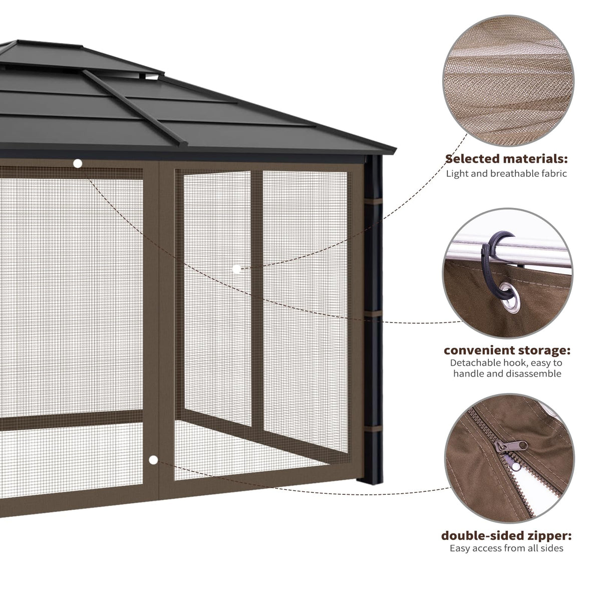 10x10 ft Coffee Gazebo Replacement Mosquito Netting C67934