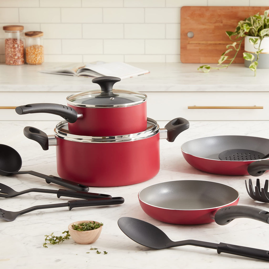 12 Piece Nonstick Red Cookware Set F557940