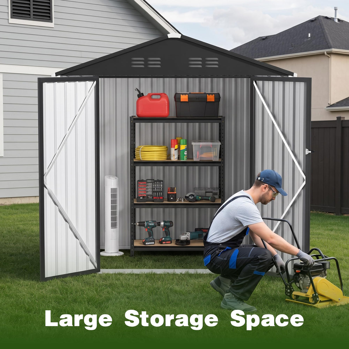6 x 4 FT Waterproof Metal Outdoor Storage Shed D908648