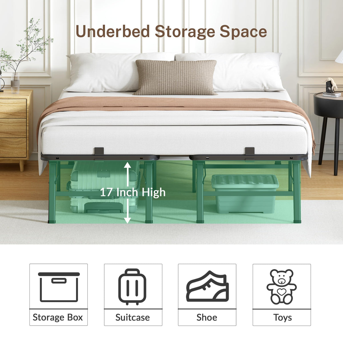 18 Inch Queen Metal Folding Bed Frame W7868