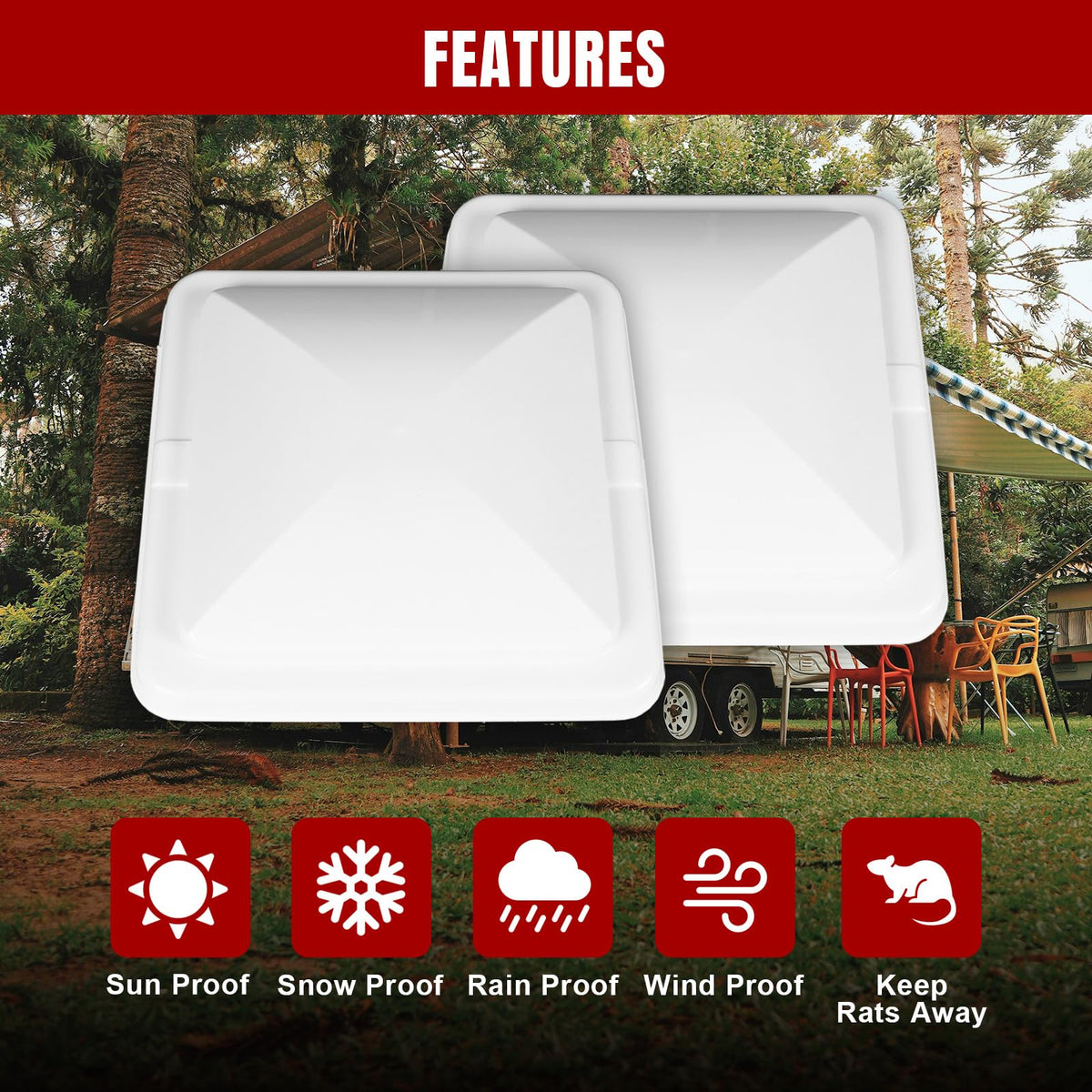 2 Pack 14 Inch White RV Vent Covers J83678